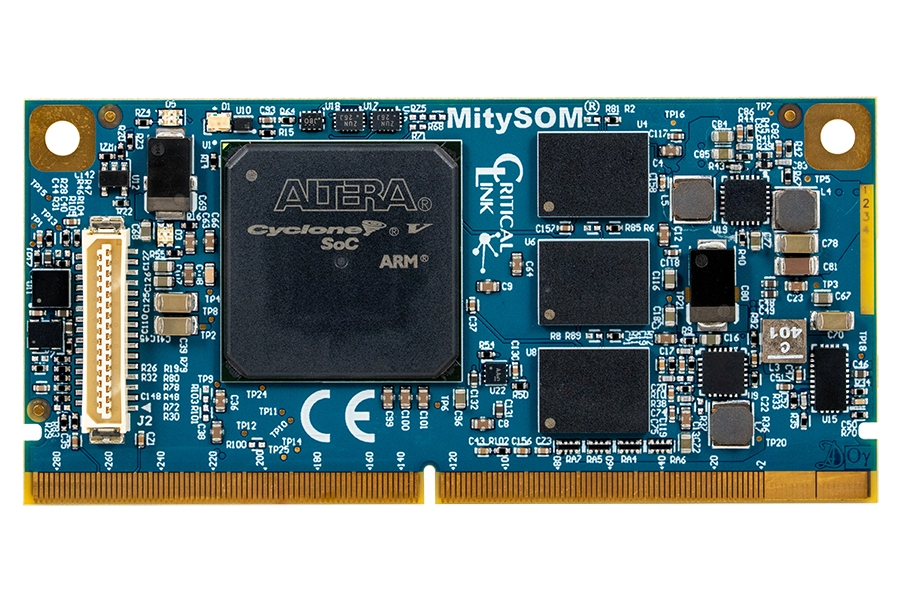 Top view of Critical Link's MitySOM-5CSx system on module featuring Altera Cyclone V SoC