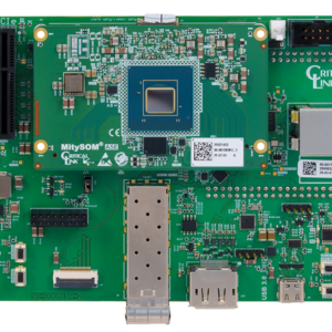 Top view of Critical Link's MitySOM-A5E Mini Development Kit featuring the Altera Agilex 5 FPGA