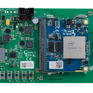 Top view of Critical Link's MitySOM-C10G Development Kit featuring Altera Cyclone 10 GX FPGA